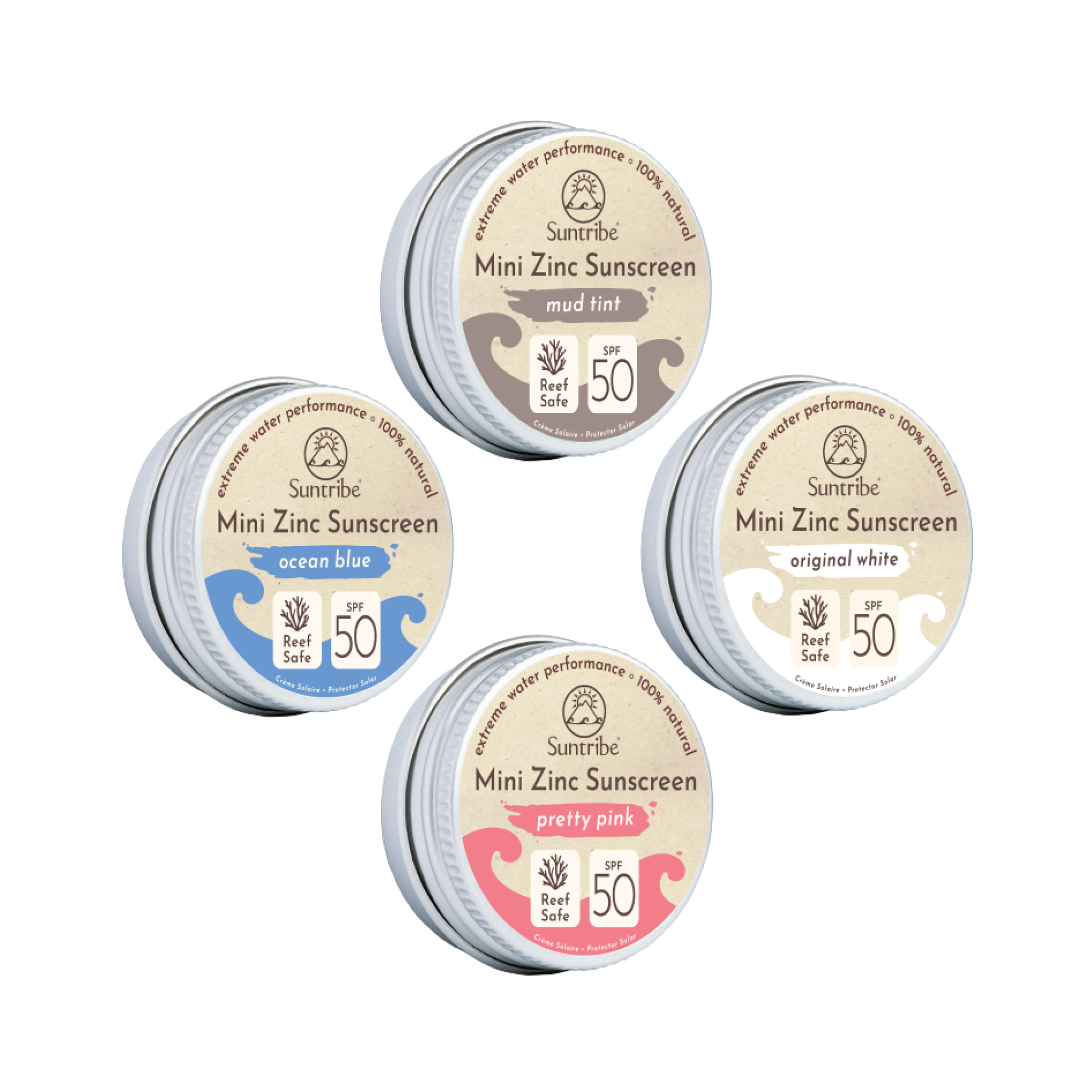 Mini Zinc Sunscreens Combination - 4 colours, 10g each Mini Zinc Sunscreens Combination - 4 colours, 10g each